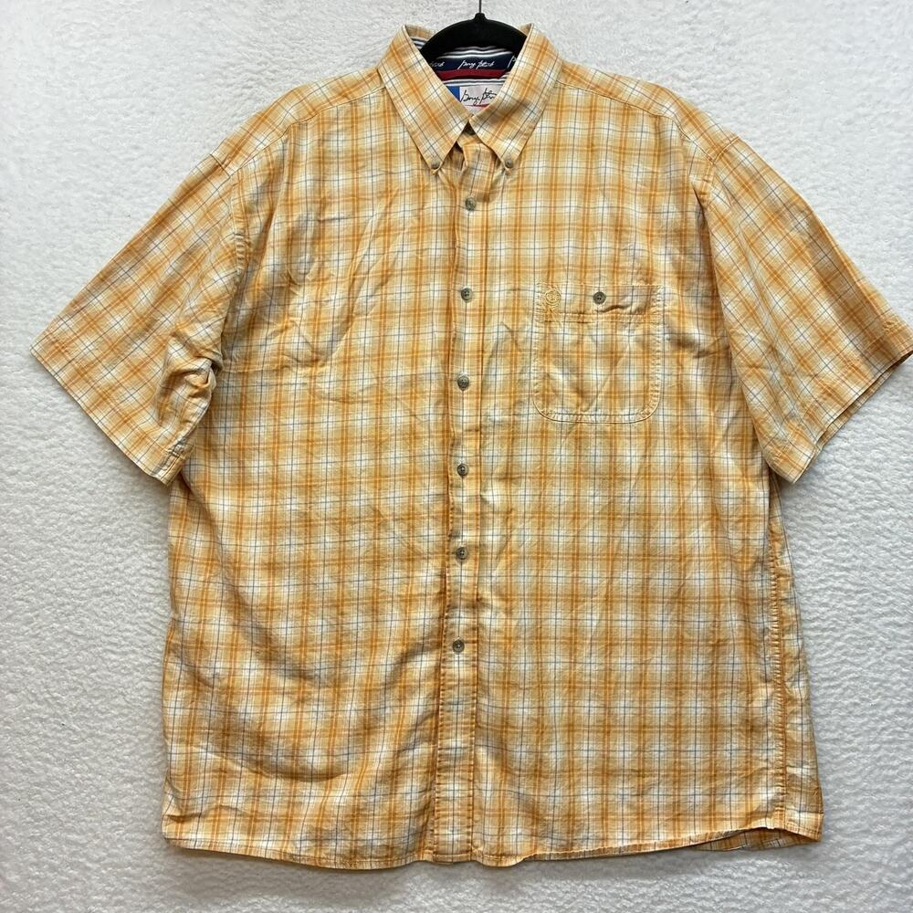Wrangler George Strait Shirt Mens Large Orange Plaid Short Sleeve Button Front